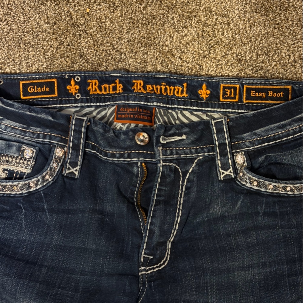 Rock Revival women’s Dark Blue Embellished Bootcut Jeans